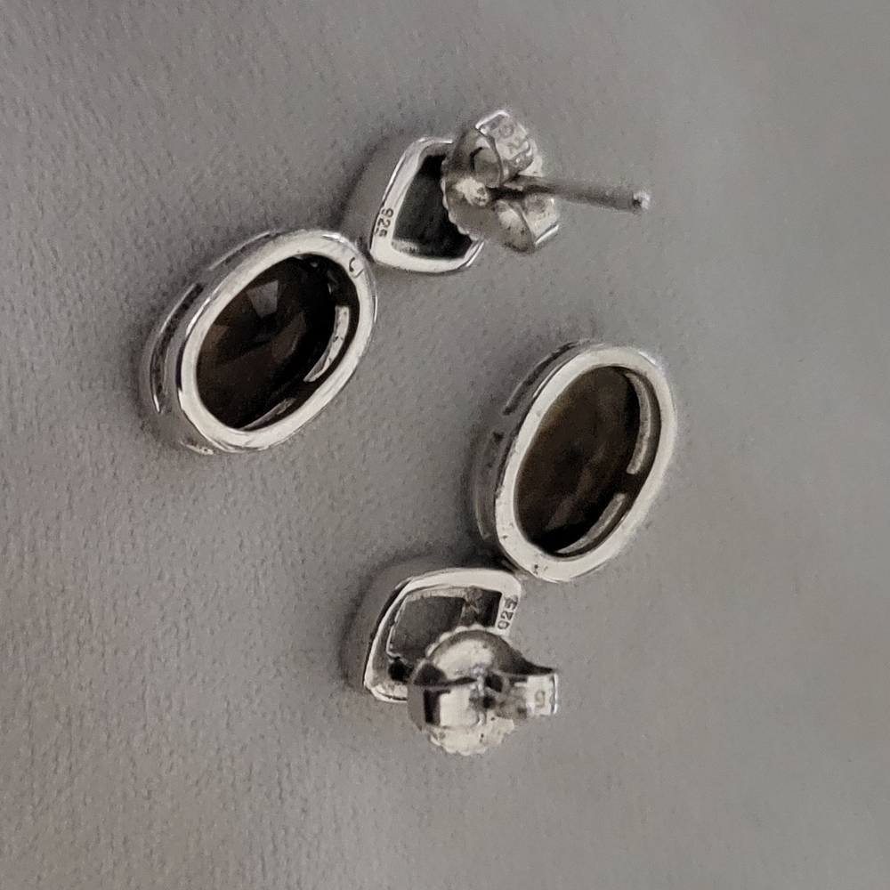 Chic Silver Earrings with Black Accents